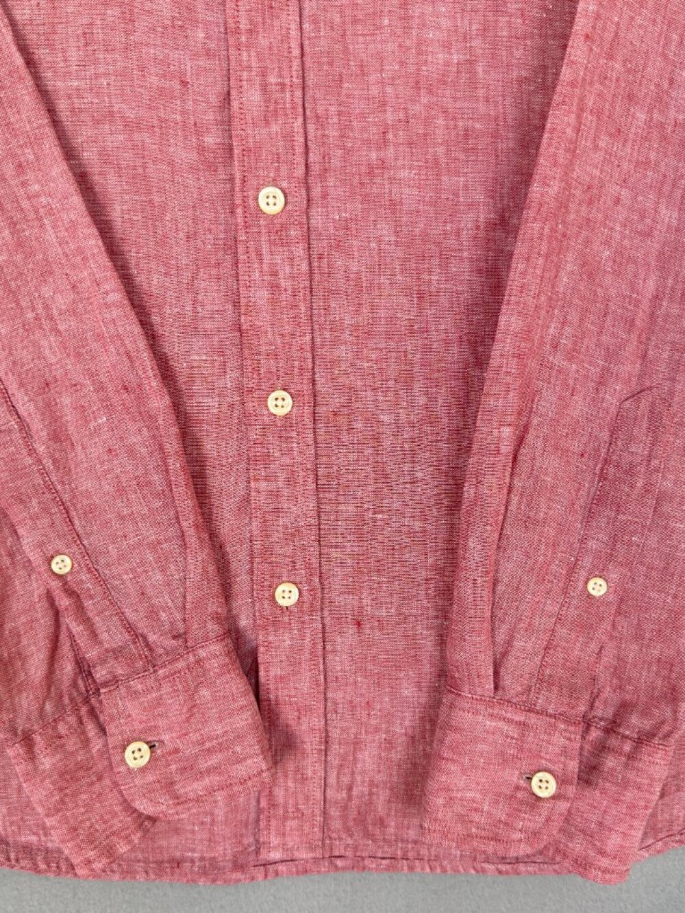 J.Crew Shirt Mens Large Red Slim Fit Baird McNutt Irish Linen Long Sleeve - Picture 7 of 13